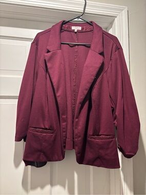 Candie’s Women's Open Front Blazer Jacket - Burgundy
